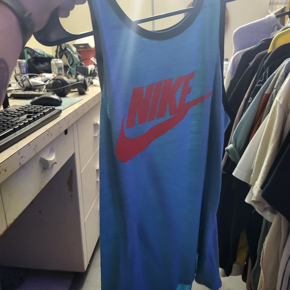 Nike Vibrant Blue Tank with Striking Red Logo
